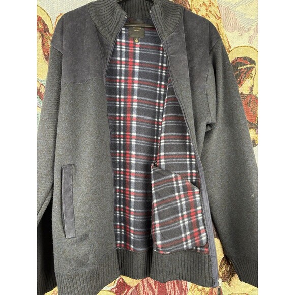 Six Lincoln New York Blue Men’s Sweater Size Large Blanket Lined Zip Up Soft - Picture 2 of 8